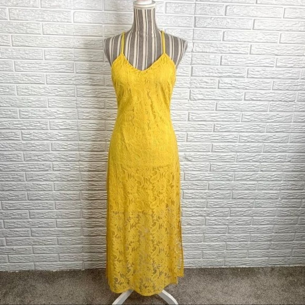 Available by Angela Fashions Yellow Maxi Dress Size Small